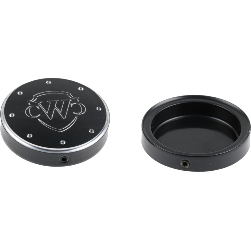 End Cap Fork Cover Cult-Werk Fork Cap with Logo Black Powder Coated