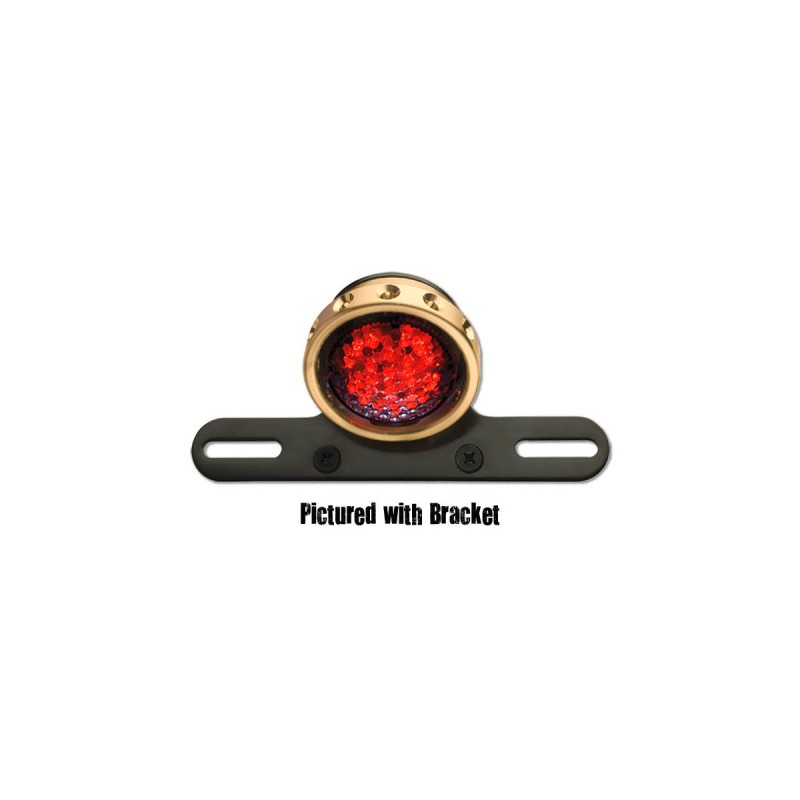 Retro Drilled LED Rücklicht without Bracket Brass Brass Red LED