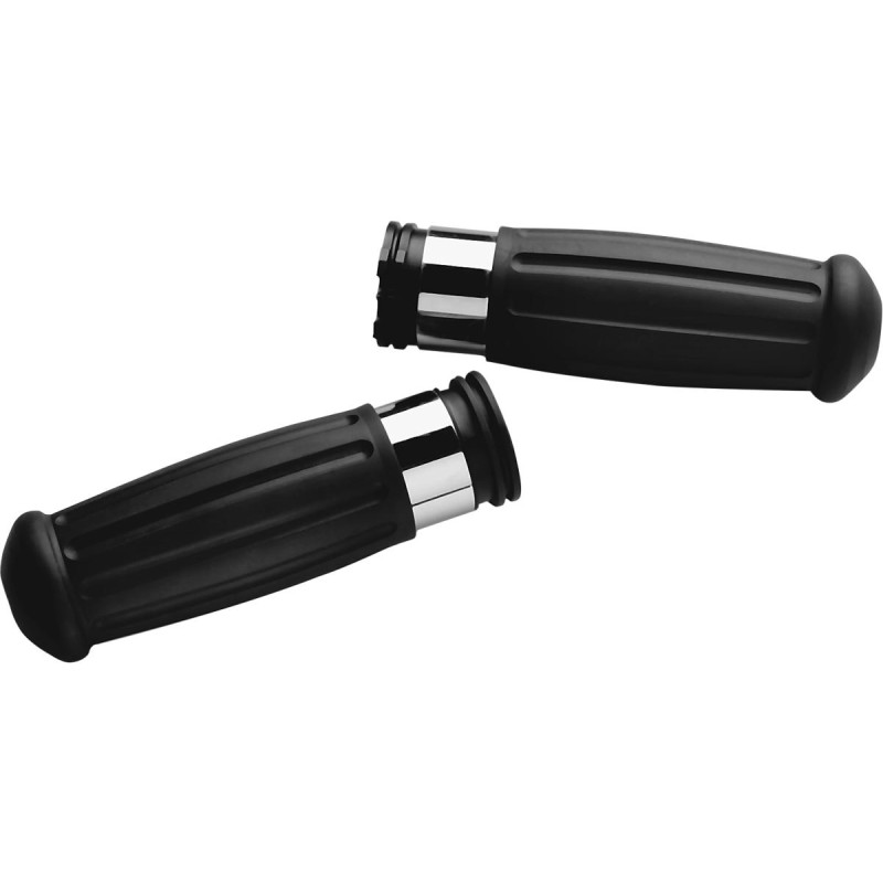 Vintage Grips with Chrome accents Black 1" Throttle By Wire