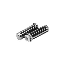 Ribbed Grips With throttle sleeve Chrome 1" Throttle Cables