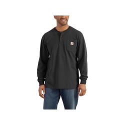 Loose Fit Heavyweight Long Sleeve Pocket Henley Shirt