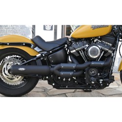 Bomb V2 Exhaust System , Black Smooth Heat Shield, Polished Open High End Cap, Black 4"