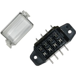 4-Position Sealed ATO Fuse Holder with .25″ male tabs Black Clear