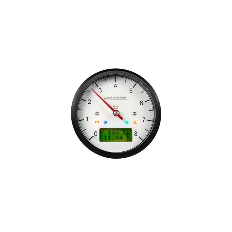 MG MOTOSCOPE CLASSIC 8K SCALE BLKANODIZED BEZEL WITHE FACE Tachometer