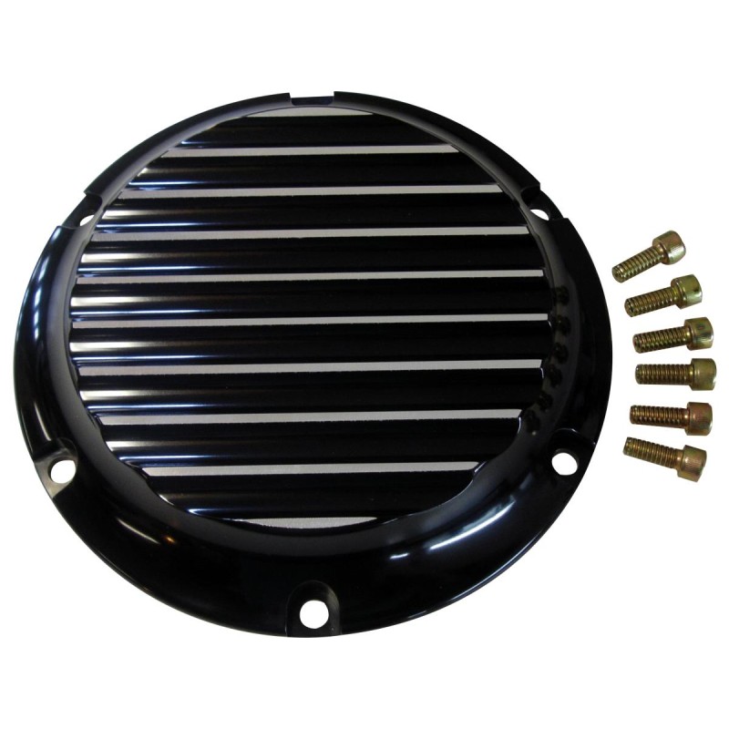 Finned Derby Cover 6-hole Black Anodized