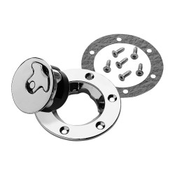Aircraft-Style Bolt-In Gas Cap Kit Non-Locking Set with Vented and Non-Vented Cap Chrome