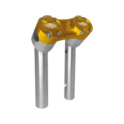 6" Clubstyle Pullback Risers With Gold Clamp Silver 1 1/4"