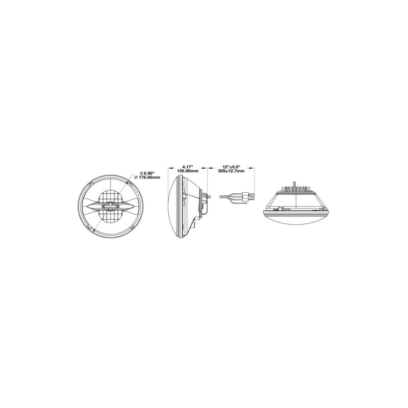 Model 8720 7" LED Reflektor Scheinwerfereinsatz With chrome reflector Chrome Clear LED