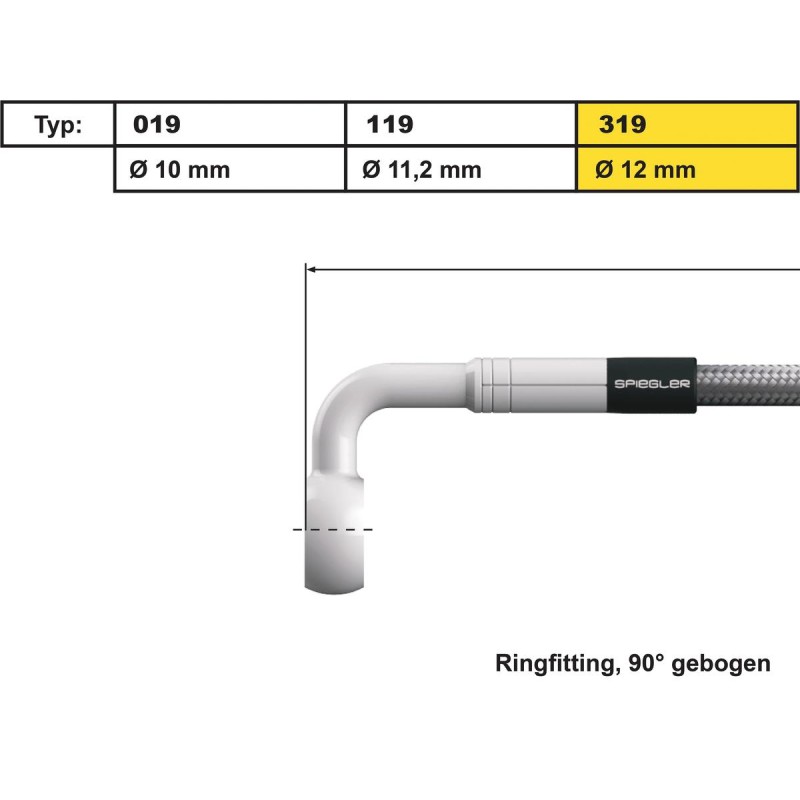 12 mm, Vario Line Banjo Fitting Type 319, 90° Elbow Stainless Steel