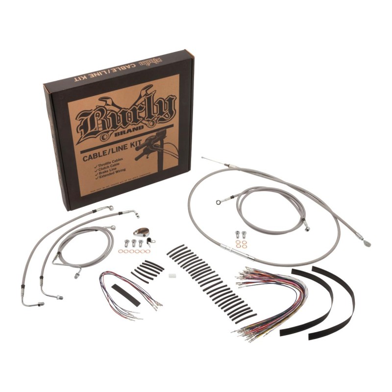 13" Bagger Apehanger Cable Kit Stainless Steel Clear Coated ABS