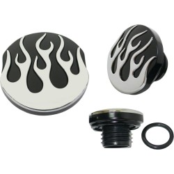 Custom Flamed Gas Cap Set of left and right cap (Vented and Non-vented) Black