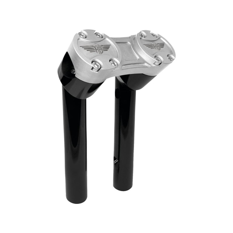 6" Clubstyle Pullback Risers With Silver Clamp Black 1"