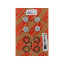 Rebuilt Kit, Kustom Tech 4 Piston Caliper, with Pistons, Brake Pads and Oil Fitting