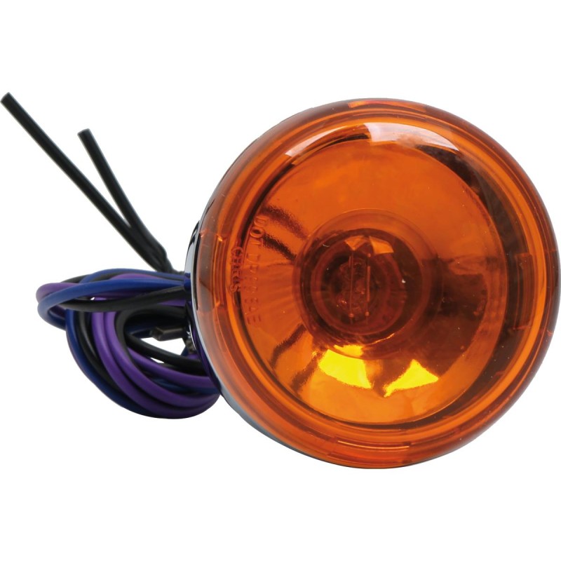 Deuce-Style Turn Signal Front, wires exit behind mounting hole Chrome Amber Dual Filament