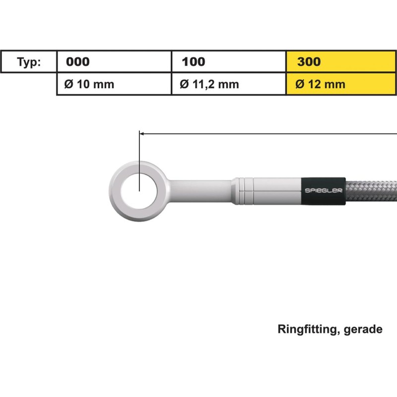 12 mm, Vario Line Banjo Fitting Type 300, Straight Stainless Steel