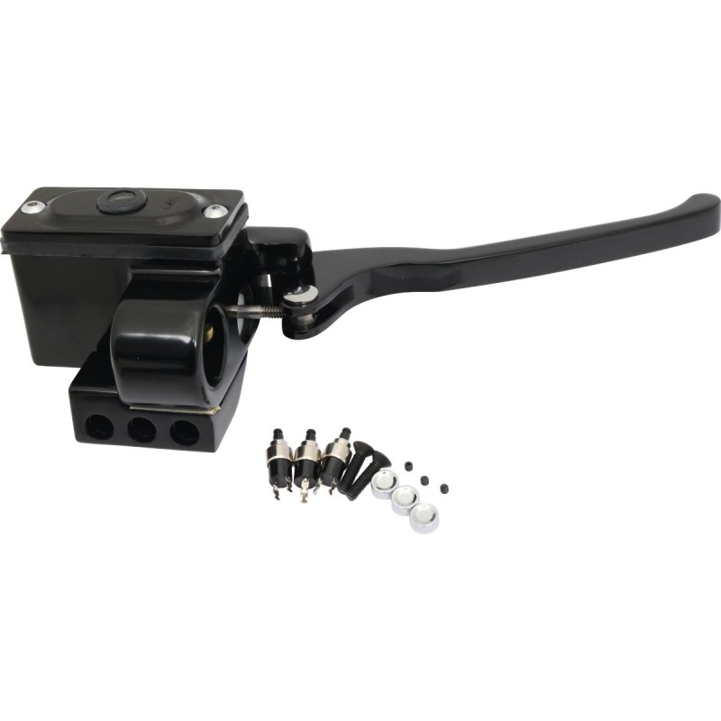 Custom Brake Master Cylinder Assembly With switch kit Black Anodized 5/8" Single Disc