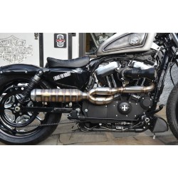 Bomb V2 Tattoo Exhaust System , Raw Smooth Heat Shield, Polished Adjustable High End Cap, Outline 4"