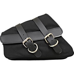 Canvas Swing Arm Saddle Bag With Black Straps Black Left