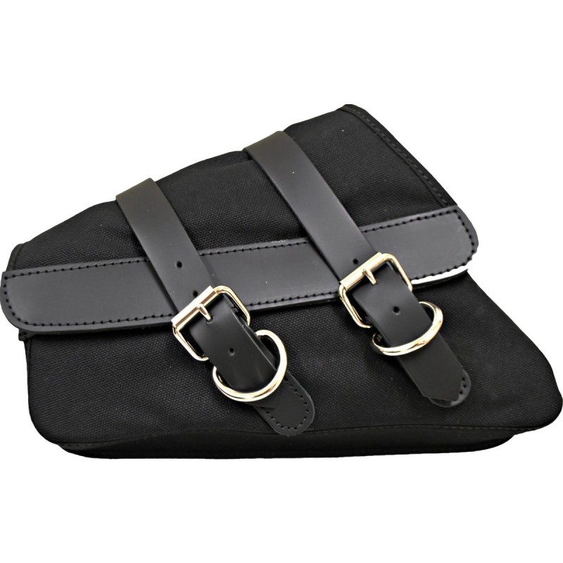 Canvas Swing Arm Saddle Bag With Black Straps Black Left