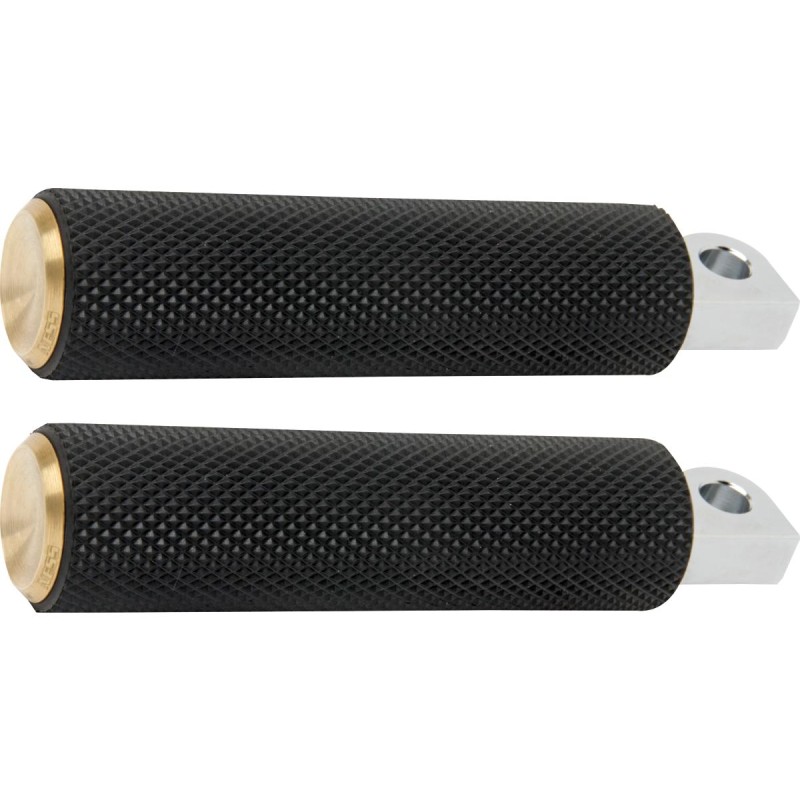 Knurled Rubber Footpeg Brass