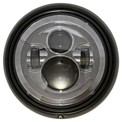 Phare LED chromé à lentille fumée 7" avec cerclage