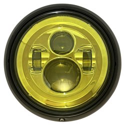 Phare LED chromé à lentille jaune 7" avec cerclage