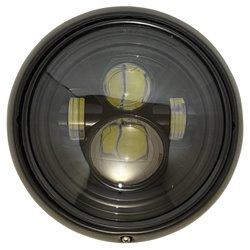 Phare LED noir à lentille fumée 7" avec cerclage