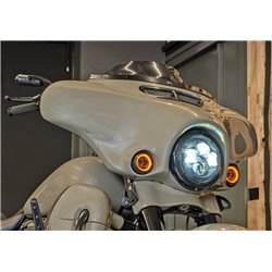 Phare LED chromé à lentille fumée 7" avec cerclage